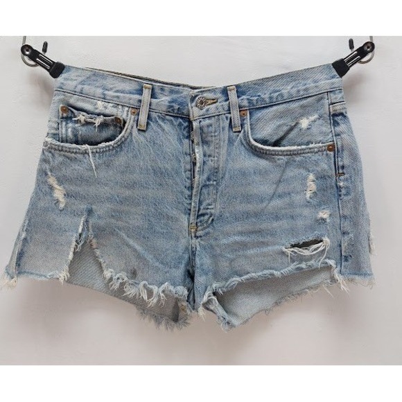 Agolde Pants - AGOLDE Parker Cutoff Denim Shorts Women's 27 Light Wash Distressed Festival Boho